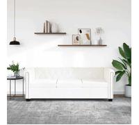 vidaXL Canapé Chesterfield 3 places cuir synthétique capitonné et clouté accoudoirs incurvés Blanc