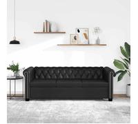 vidaXL Canapé à 3 places Cuir synthétique Noir