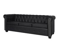 vidaXL Canapé Chesterfield à 3 places cuir synthétique noir