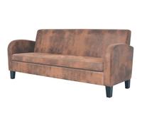 vidaXL Canapé à 3 places Daim synthétique Marron