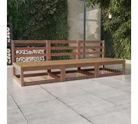 Vidaxl Canapé À 3 Places De Jardin Marron Miel Bois De Pin Solide