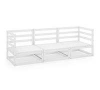 vidaXL Canapé à 3 Places de Jardin Sofa de Terrasse Meuble de Terrasse Canapé d'Extérieur Meuble d'Extérieur Blanc Bois de Pin Solide