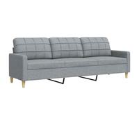 vidaXL Canapé à 3 places Gris clair 210 cm Tissu, canapé, canapé de salon, canapé à trois places, canapé rembourré, sièges de salon, canapé en tissu Gris