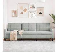 vidaXL Canapé 3 places Velours Gris clair 210 cm