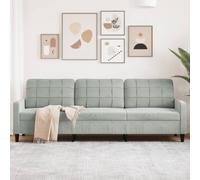 Vidaxl Canapé À 3 Places Gris Clair 210 Cm Velours Gris
