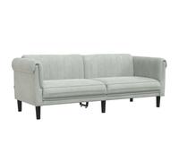 vidaXL Canapé à 3 places - Accoudoirs & dossier - Moderne - Gris clair velours