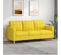 vidaXL Canapé à 3 places Jaune clair 180 cm Tissu, canapé, canapé de salon, canapé à trois places, canapé rembourré, sièges 359104