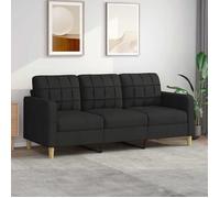 vidaXL Canapé à 3 places 180 cm Tissu Noir – Métal, Confort mousse