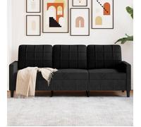 vidaXL Canapé 3 places 180 cm Velours Noir – Structure métal