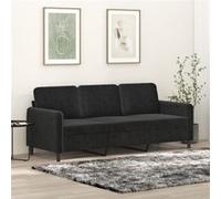 vidaXL Canapé à 3 places Noir 180 cm Velours Noir G