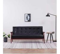 vidaXL Canapé à 3 places Noir Similicuir