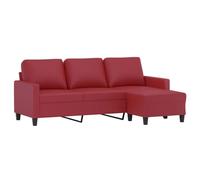 vidaXL Canapé 3 places avec repose-pieds Rouge bordeaux 180 cm Similicuir