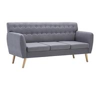 vidaXL Canapé à 3 Places Revêtement en Tissu Gris Clair Fauteuil de Salon