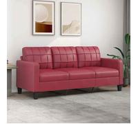 vidaXL Canapé à 3 places rembourré 180 cm Similicuir Rouge bordeaux