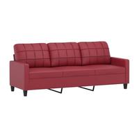 vidaXL Canapé à 3 places Rouge bordeaux 180 cm Similicuir, canapé, canapé de salon, canapé à trois places, canapé rembourré, 359125