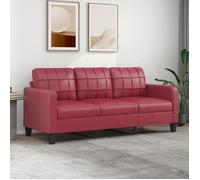 vidaXL Canapé à 3 places rembourré 180 cm Similicuir Rouge bordeaux