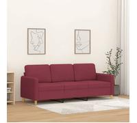 vidaXL Canapé à 3 places Rouge bordeaux 180 cm Tissu 359492