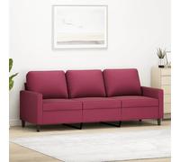 Vidaxl Canapé À 3 Places Rouge Bordeaux 180 Cm Velours Rouge