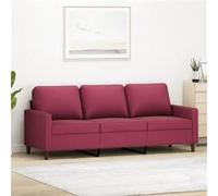 vidaXL Canapé à 3 places Rouge bordeaux 180 cm Velours Rouge G