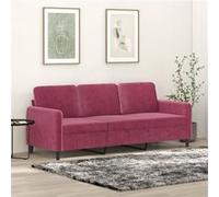 vidaXL Canapé à 3 places Rouge bordeaux 180 cm Velours Rouge G