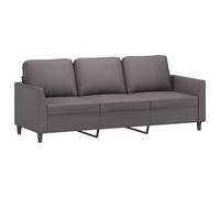 vidaXL Canapé à 3 Places, Siège avec Accoudoirs et Dossier, Canapé Rembourré avec Oreillers, Meuble de Salon, Moderne, Gris Similicuir