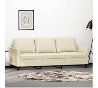 vidaXL Canapé à 3 Places, Siège avec Accoudoirs et Dossier, Canapé Rembourré avec Oreillers, Meuble de Salon, Moderne, Crème 359339
