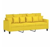 vidaXL Canapé à 3 Places, Siège avec Accoudoirs et Dossier, Canapé Rembourré avec Oreillers, Meuble de Salle de Séjour, Moderne, Jaune Clair Tissu