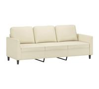 vidaXL Canapé à 3 Places, Siège avec Accoudoirs et Dossier, Canapé Rembourré avec Oreillers, Meuble de Salon, Moderne, Crème Similicuir