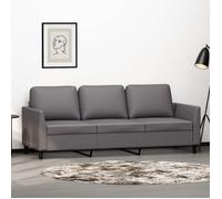 vidaXL Canapé à 3 Places, Siège avec Accoudoirs et Dossier, Canapé Rembourré avec Oreillers, Meuble de Salon, Moderne, Gris Similicuir