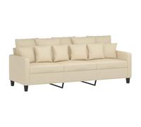 vidaXL Canapé à 3 Places, Siège avec Accoudoirs et Dossier, Canapé Rembourré avec Oreillers, Meuble de Salon Salle de Séjour, Moderne, Crème Tissu