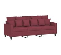 vidaXL Canapé à 3 Places, Siège avec Accoudoirs et Dossier, Canapé Rembourré avec Oreillers, Meuble de Salle de Séjour, Moderne, Rouge Bordeaux Tissu