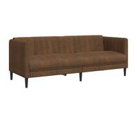 vidaXL Canapé à 3 places marron tissu