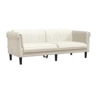 vidaXL Canapé à 3 Places, Siège avec Accoudoirs et Dossier, Meuble de Salon Salle de Séjour Balcon Intérieur, Moderne, Crème Velours