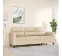 Canapé à 3 places Crème 180 cm Tissu microfibre