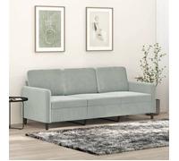 vidaXL Canapé à 3 Places, Siège avec Accoudoirs et Dossier Rembourrés, Meuble de Salon Salle de Séjour Intérieur, Moderne, Gris Clair Velours