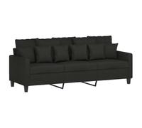 vidaXL Canapé à 3 Places, Siège avec Accoudoirs et Dossier Rembourrés, Meuble de Salon Salle de Séjour Intérieur, Moderne, Noir Tissu