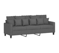 vidaXL Canapé à 3 Places, Siège avec Accoudoirs et Dossier Rembourrés, Meuble de Salon Salle de Séjour Intérieur, Moderne, Gris Foncé Tissu