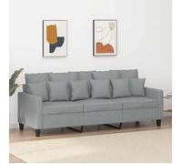 vidaXL Canapé à 3 Places, Siège avec Accoudoirs et Dossier Rembourrés, Meuble de Salon Salle de Séjour Intérieur, Moderne, Gris Clair Tissu