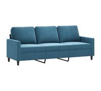 vidaXL Canapé à 3 Places, Siège avec Accoudoirs, Fauteuil avec Dossier, Meuble de Salon Salle de Séjour Maison, Moderne, Bleu Velours