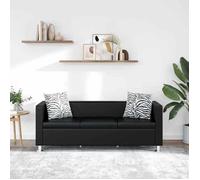 vidaXL Canapé Chesterfield 3 Places Similicuir Noir Salle de Séjour Salon Sofa