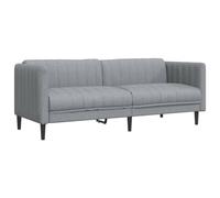 vidaXL Canapé 3 places – Tissu rembourré, accoudoirs et dossier, pieds – Gris clair