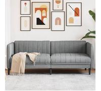 vidaXL Canapé 3 places – Tissu rembourré, accoudoirs et dossier, pieds – Gris clair