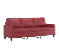 vidaXL Canapé 3 places – Similicuir rouge bordeaux 180 cm, accoudoirs et oreillers de dossier