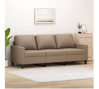 vidaXL Canapé 3 places 359146 – Similicuir Cappuccino 180 cm avec accoudoirs et oreillers de dossier