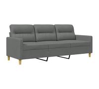 vidaXL Canapé à 3 places 359244 – accoudoirs et oreillers de dossier – Tissu gris foncé