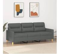 vidaXL Canapé à 3 places 359244 – accoudoirs et oreillers de dossier – Tissu gris foncé