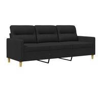 vidaXL Canapé à 3 Places, Sofa de Salon avec Accoudoirs et Oreillers de Dossier, Meuble de Salle de Séjour Intérieur, Moderne, Noir Tissu