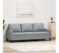 vidaXL Canapé 3 places 359171 – Accoudoirs et oreillers de dossier, tissu gris clair 180 cm