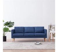 vidaXL Canapé à 3 places Tissu Bleu Bleu G