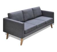 vidaXL Canapé à 3 places Tissu Gris foncé Gris G